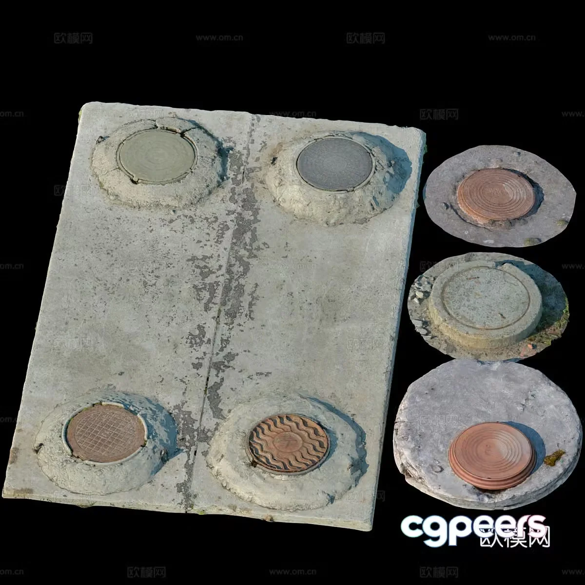 Manhole cover maintenance hole 3D model