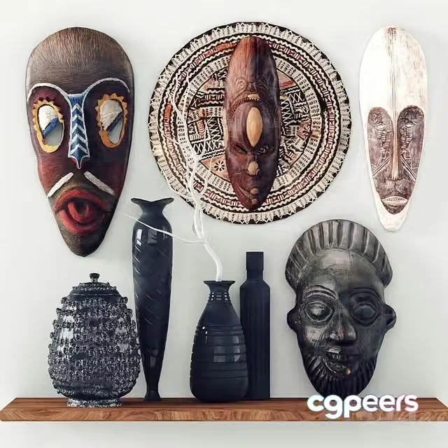 3ds Max Free – African masks – Decorative set_2