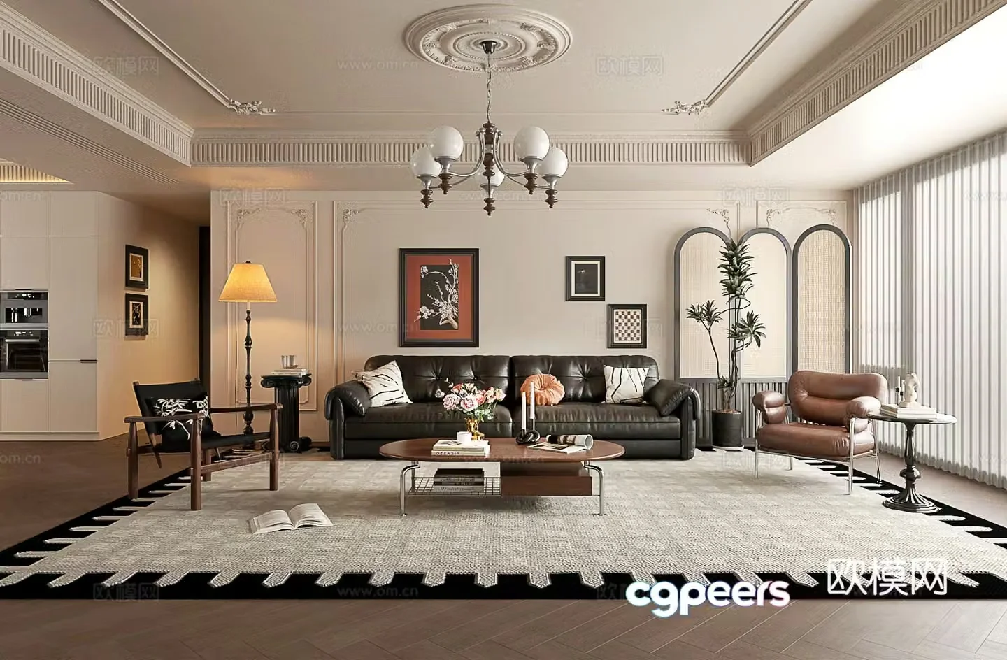 French living and dining room medieval style 3d model 3d model