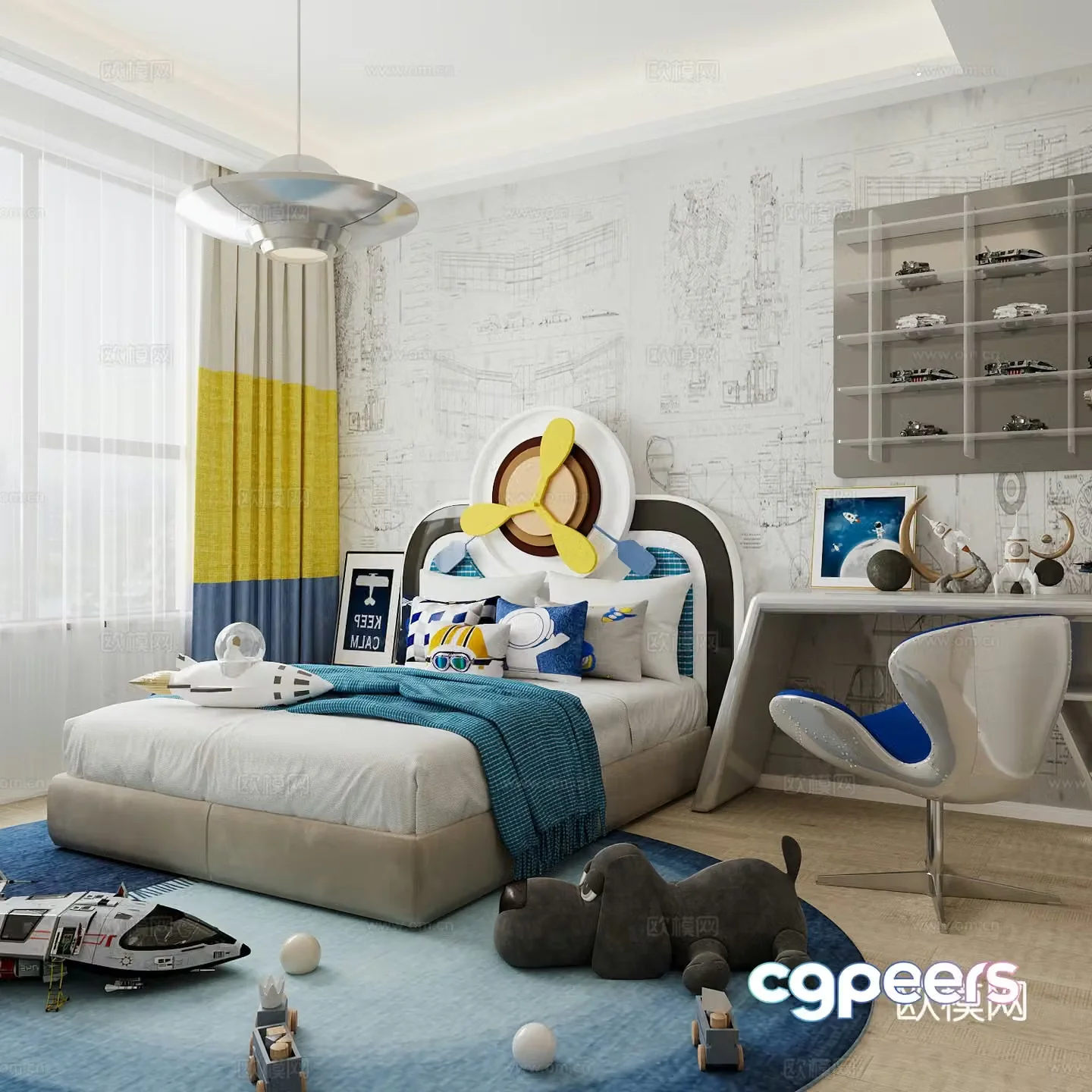 Modern children’s room boy’s room girl’s room children’s bed children’s wardrobe children’s desk 3d model