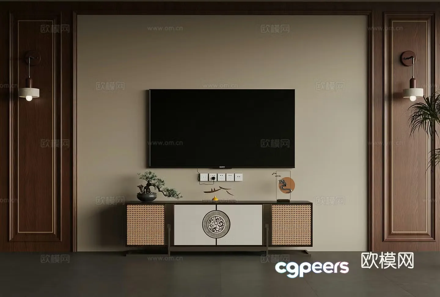 New Chinese TV cabinet TV ornament 3D model