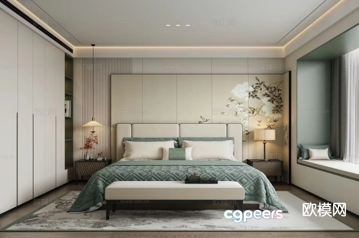 New Chinese style bedroom elders room 3d model