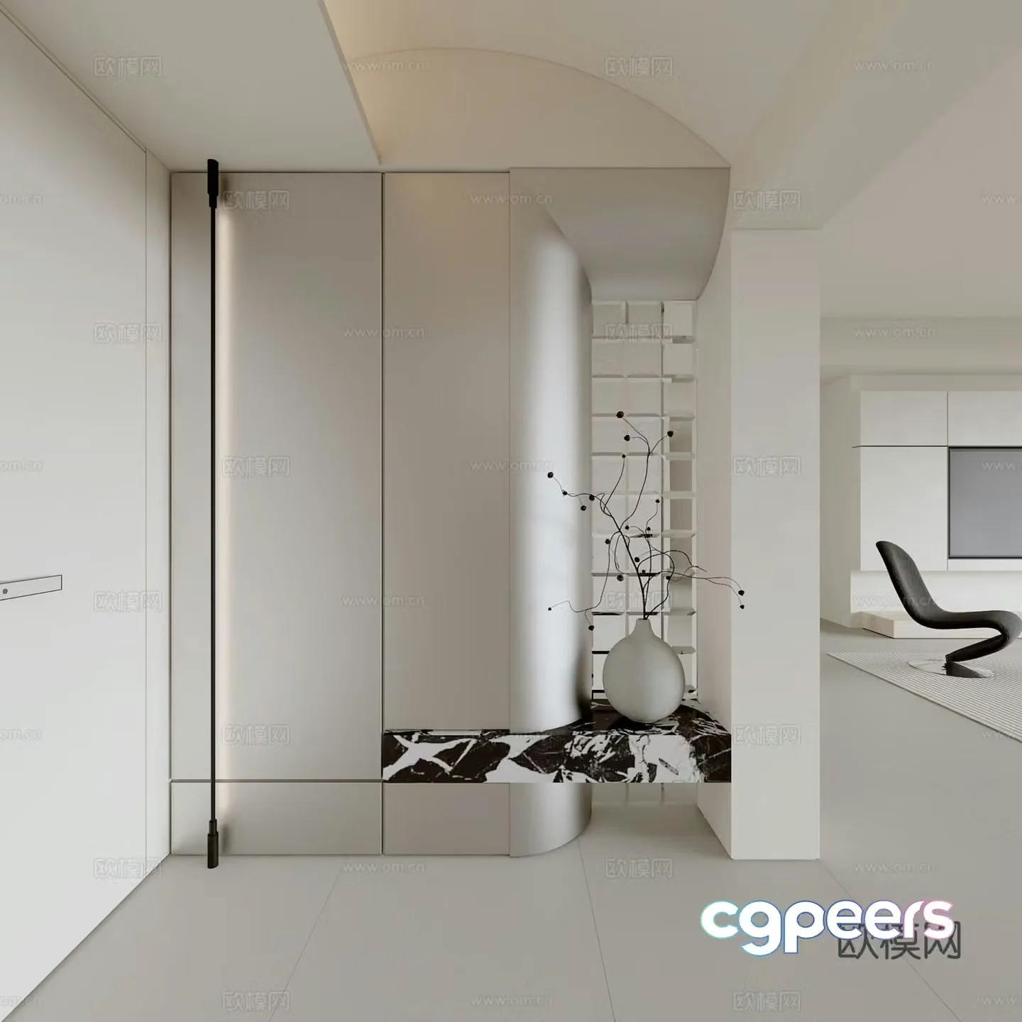 Modern entry hall aisle 3D model