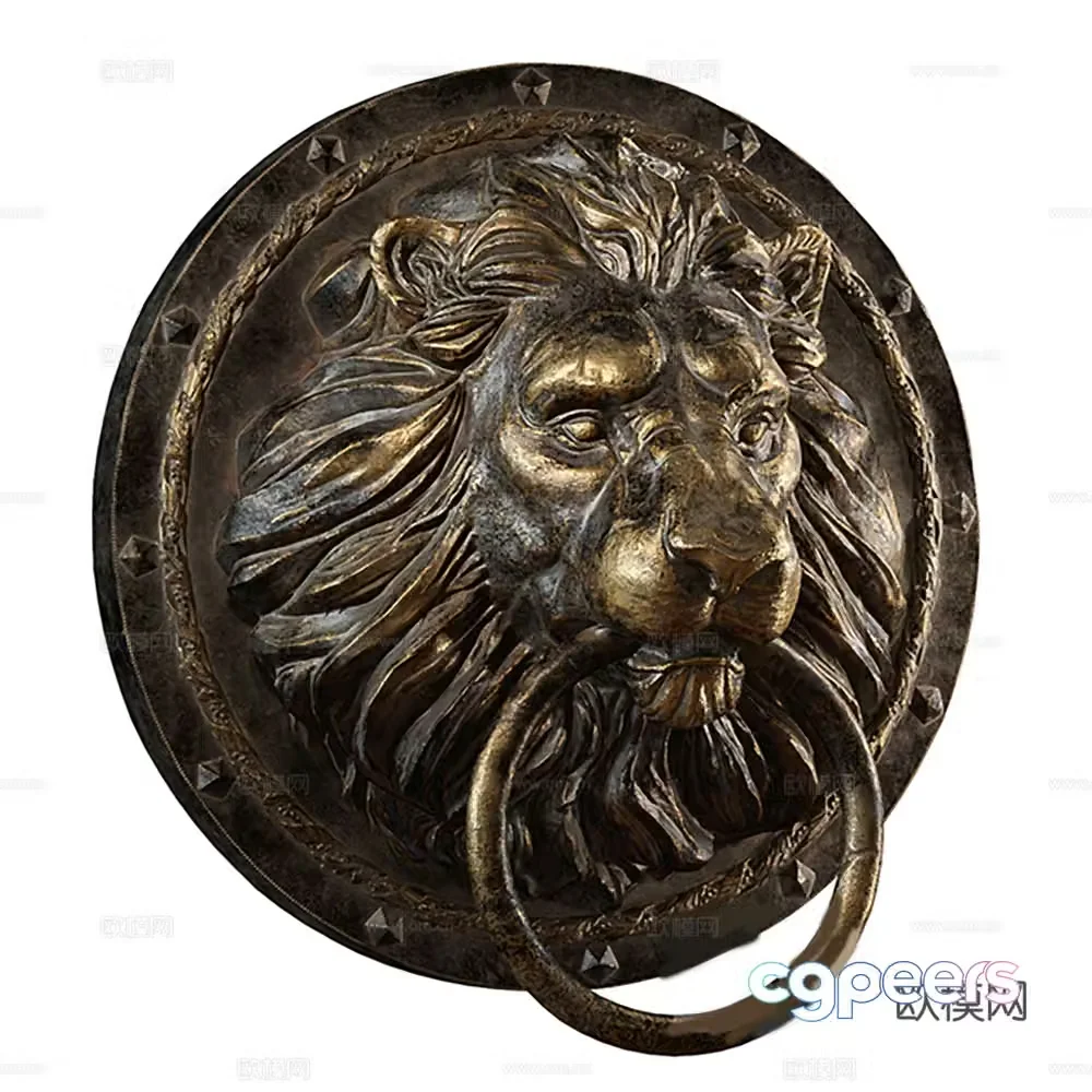 Lion head door handle wall decoration 3d model