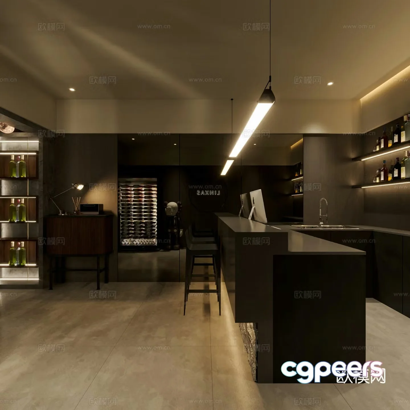 Modern minimalist 3D model for hotel sale