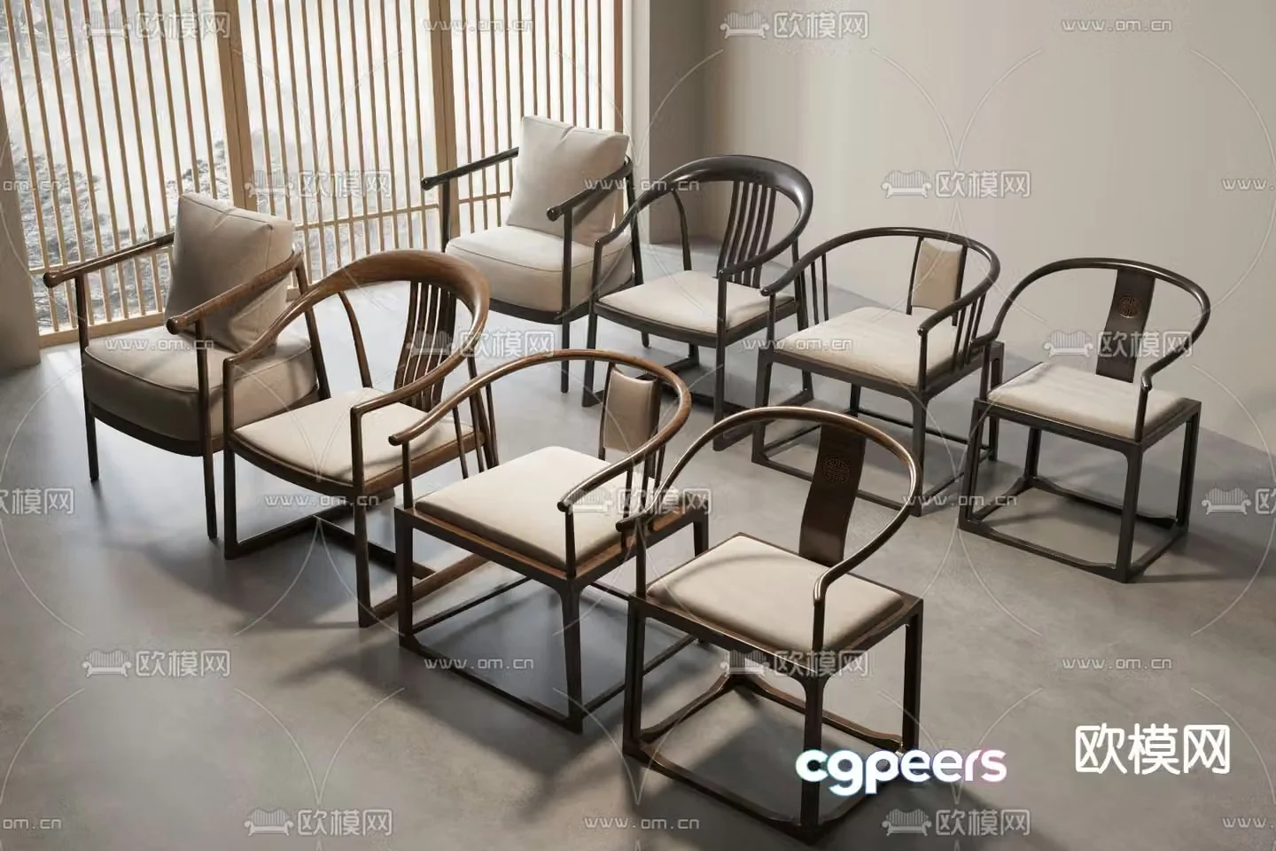 New Chinese style single chair arm chair Taishi chair 3d model