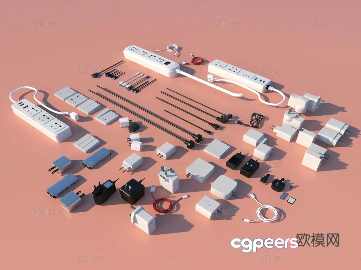Plug socket plug charging head charging cable 3d model
