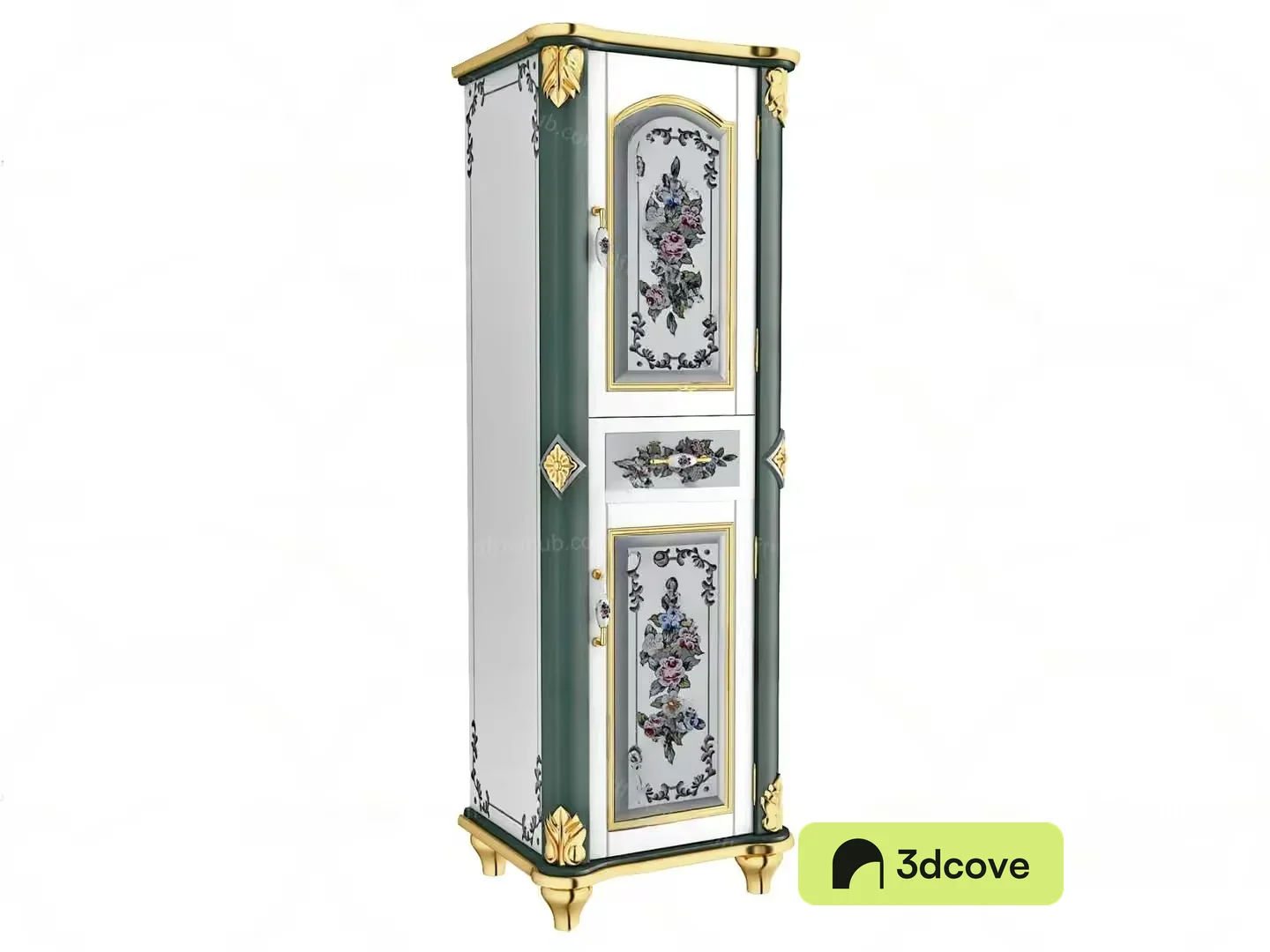 Elegant Gold And White Cabinet