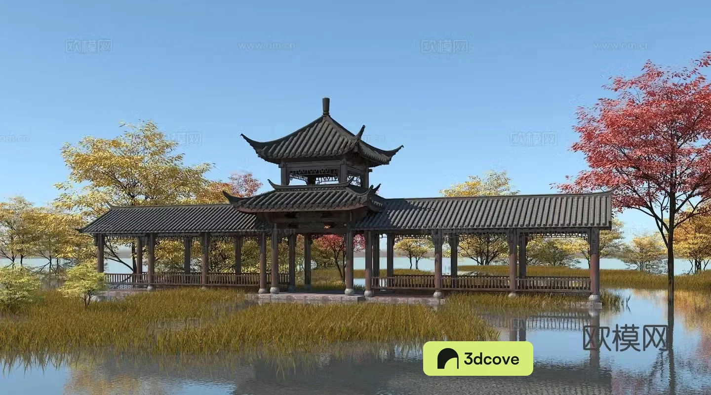 Chinese style corridor pavilion corridor