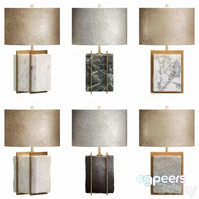 3ds Max Free – Table Lamp With Stone Set 1