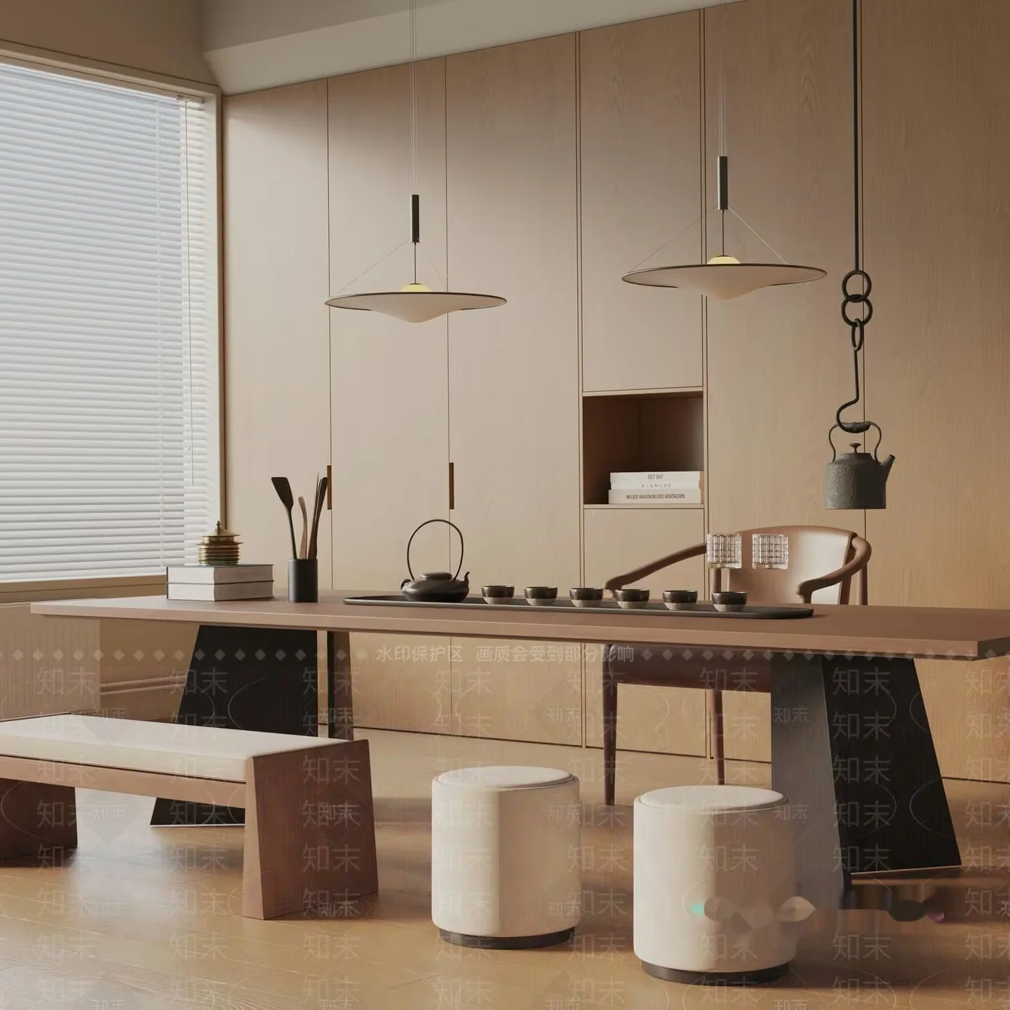 Modern Asian-Inspired Dining Room 3D Model – 18863 – VRAY Render