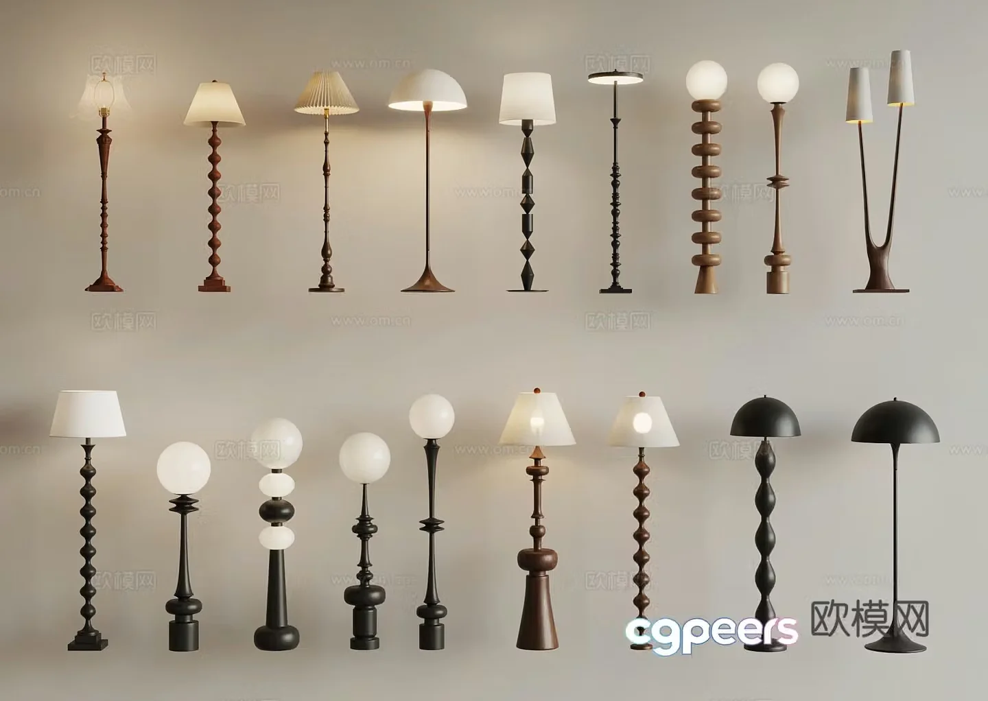 French floor lamp Middle style floor lamp 3D model