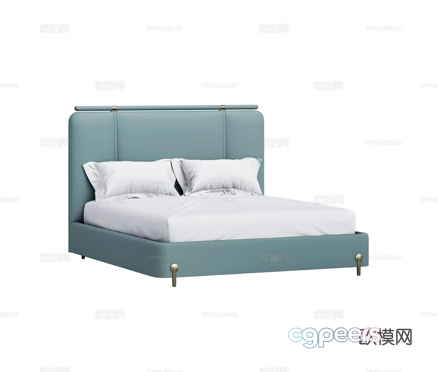 Modern minimalist double bed 3d model