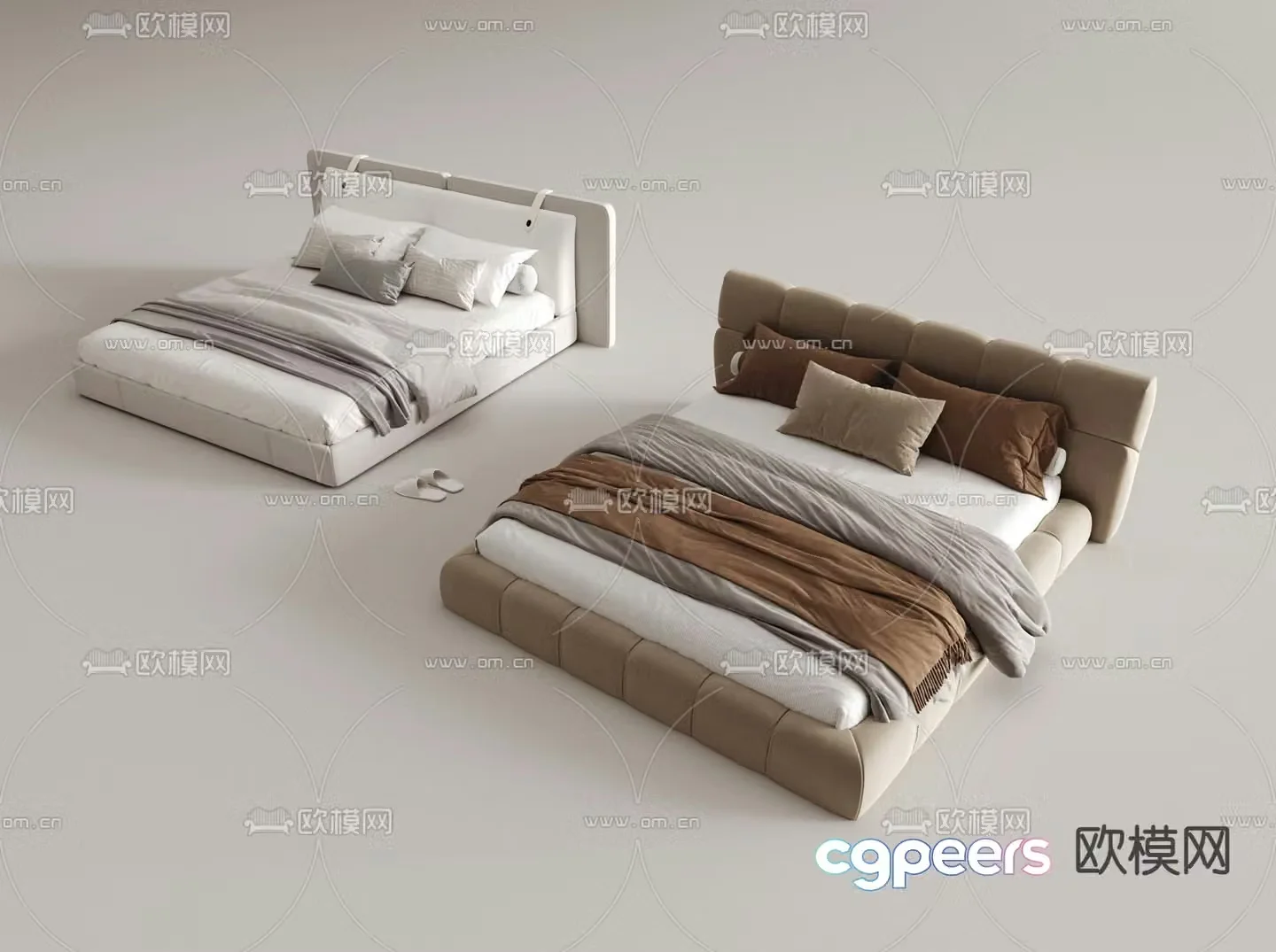 Modern double bed 3d model
