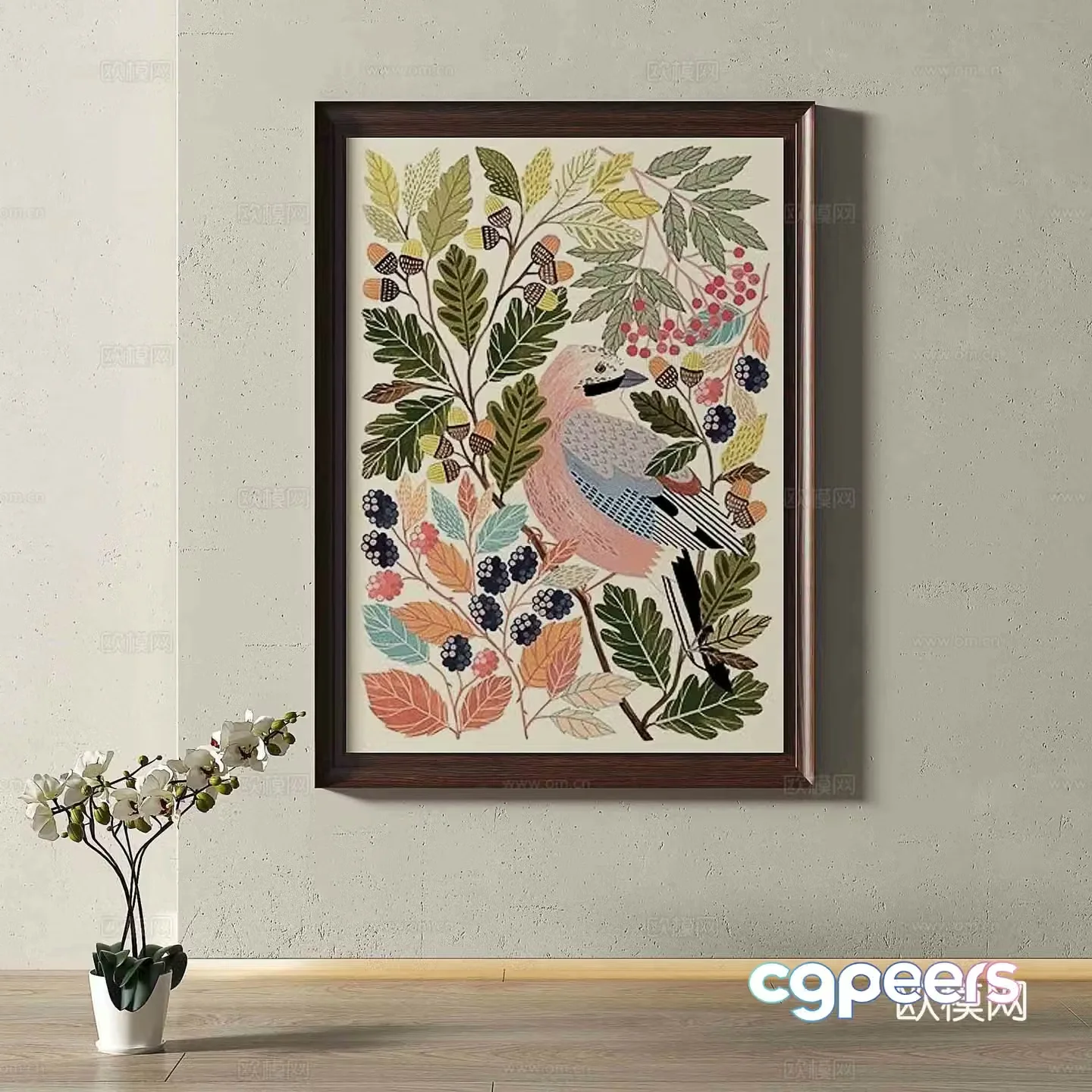 Retro hanging paintings decorative paintings 3d model