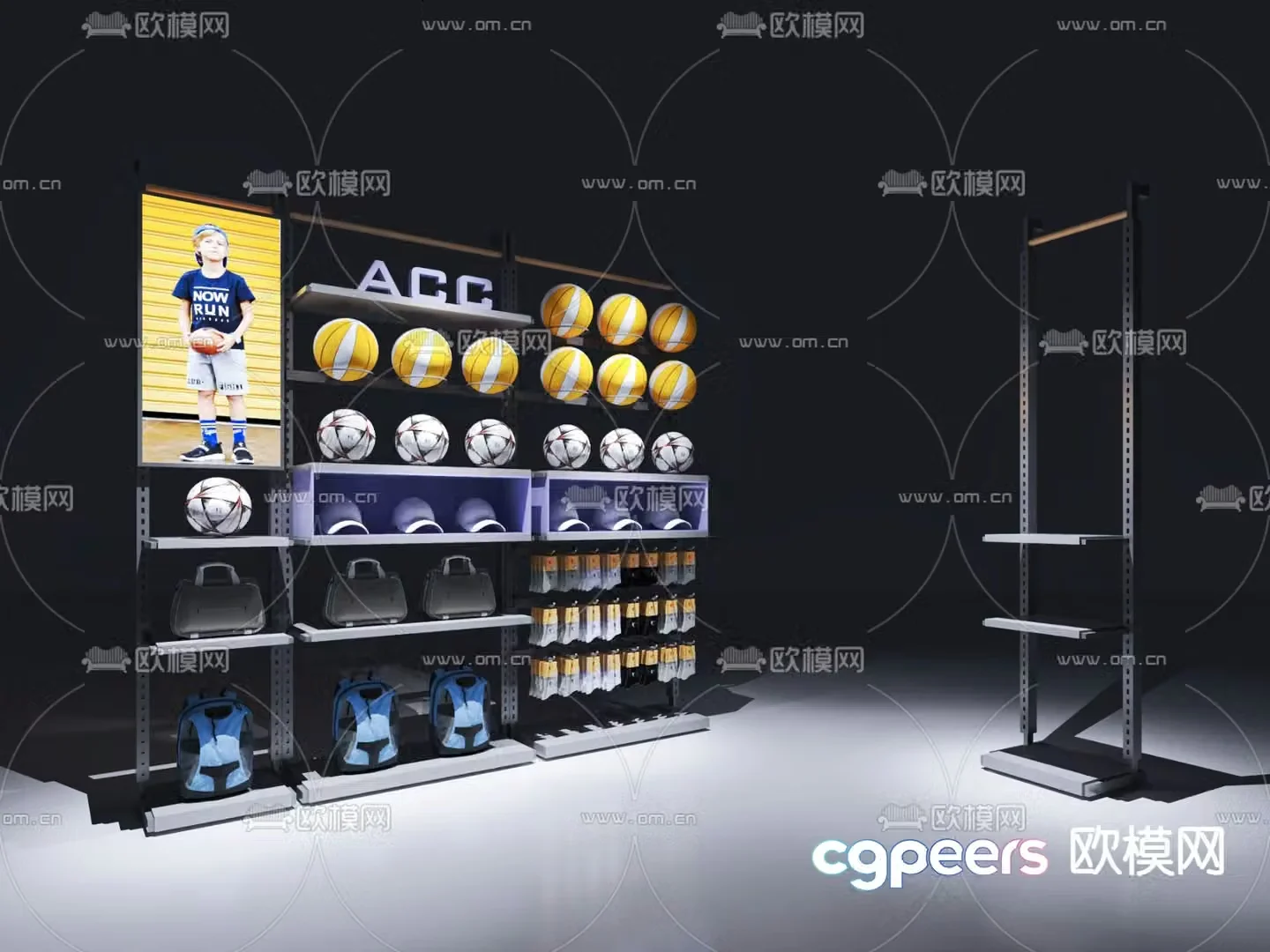 Basketball volleyball exhibition stand Sports equipment exhibition stand 3D model