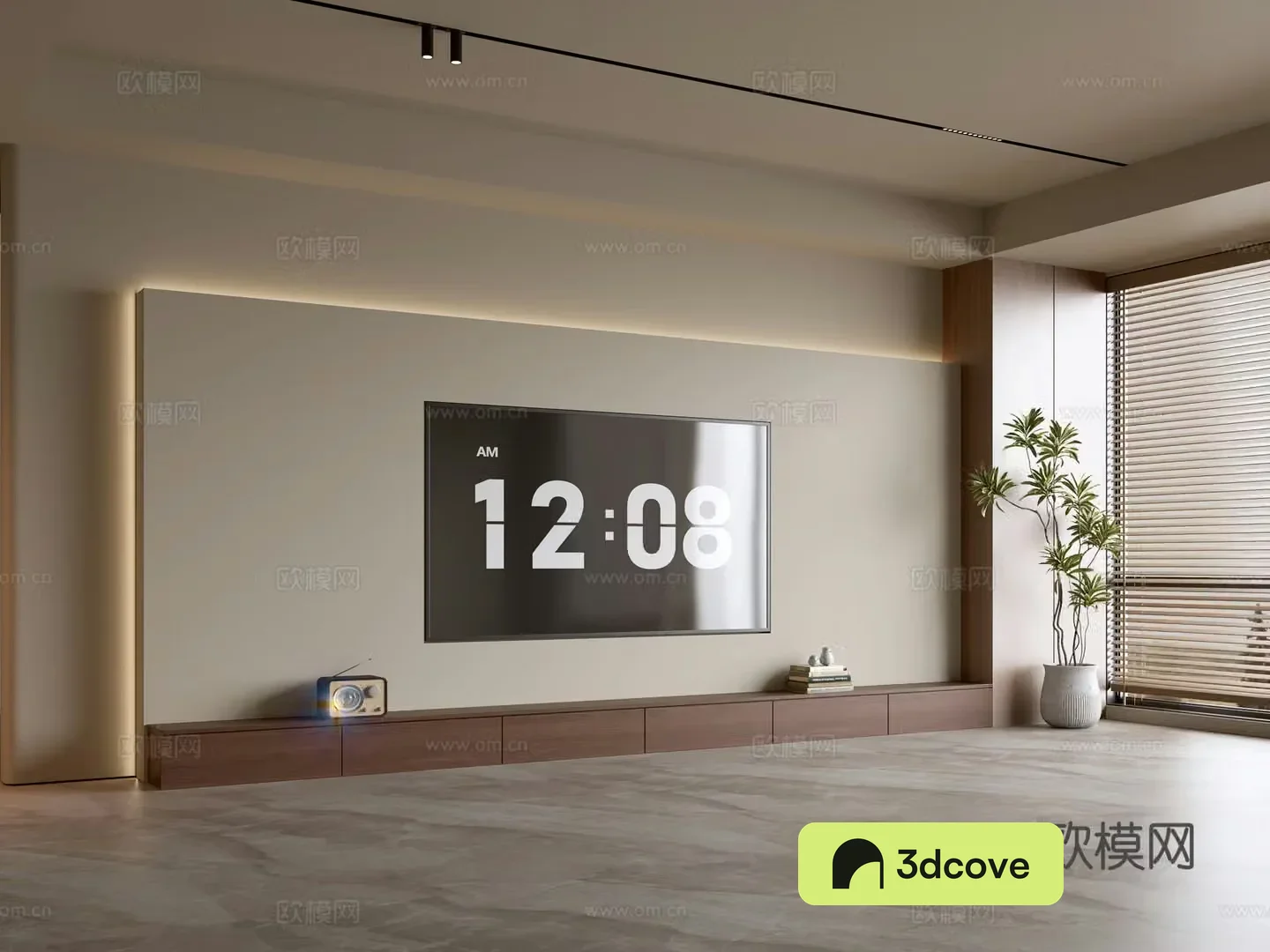 Wasabi Middle Style TV Cabinet TV Background Wall Overall Cabinet TV Background Wall Medal Style 3D Model
