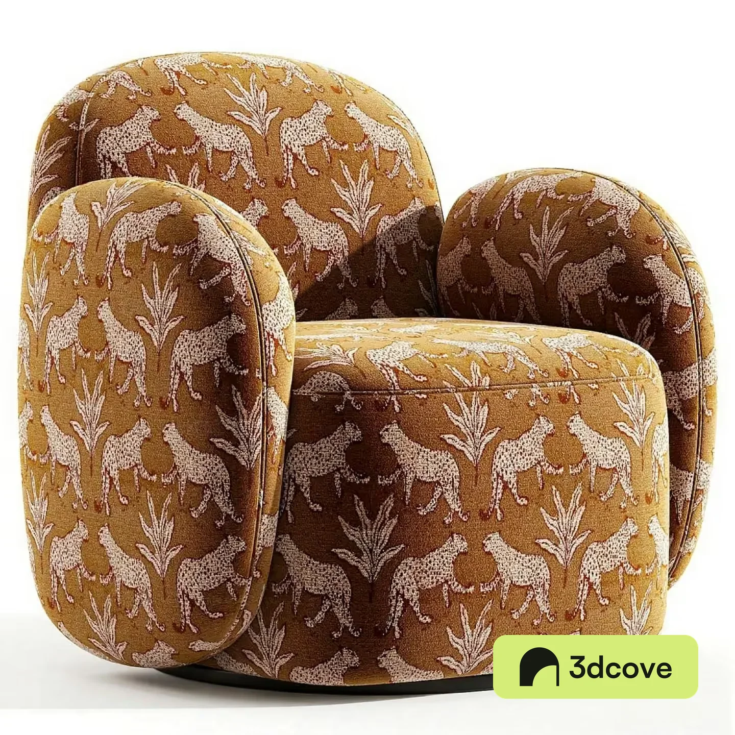 A Yellow Armchair With A Cheetah Pattern