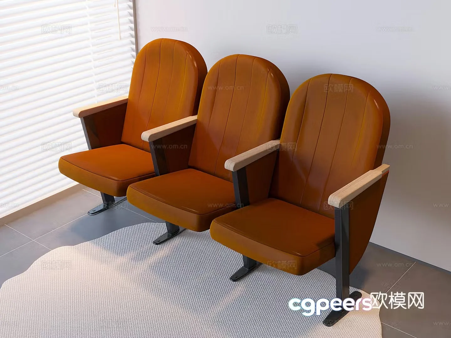 Public leisure sofa seats seating area row chairs waiting chairs backrest chairs rest chairs 3D model