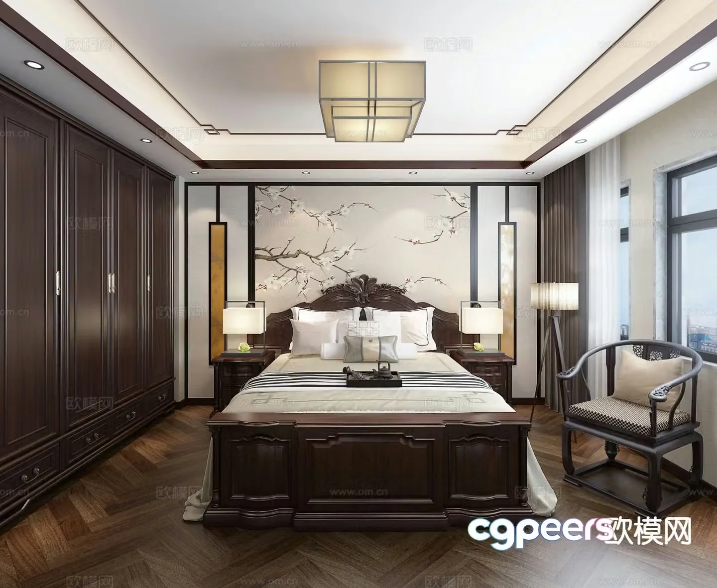 New Chinese style bedroom master bedroom 3d model