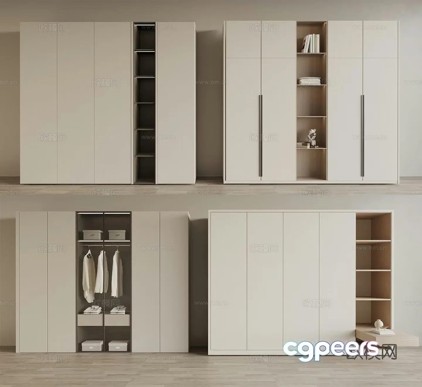Cream style wardrobe custom wardrobe 3d model