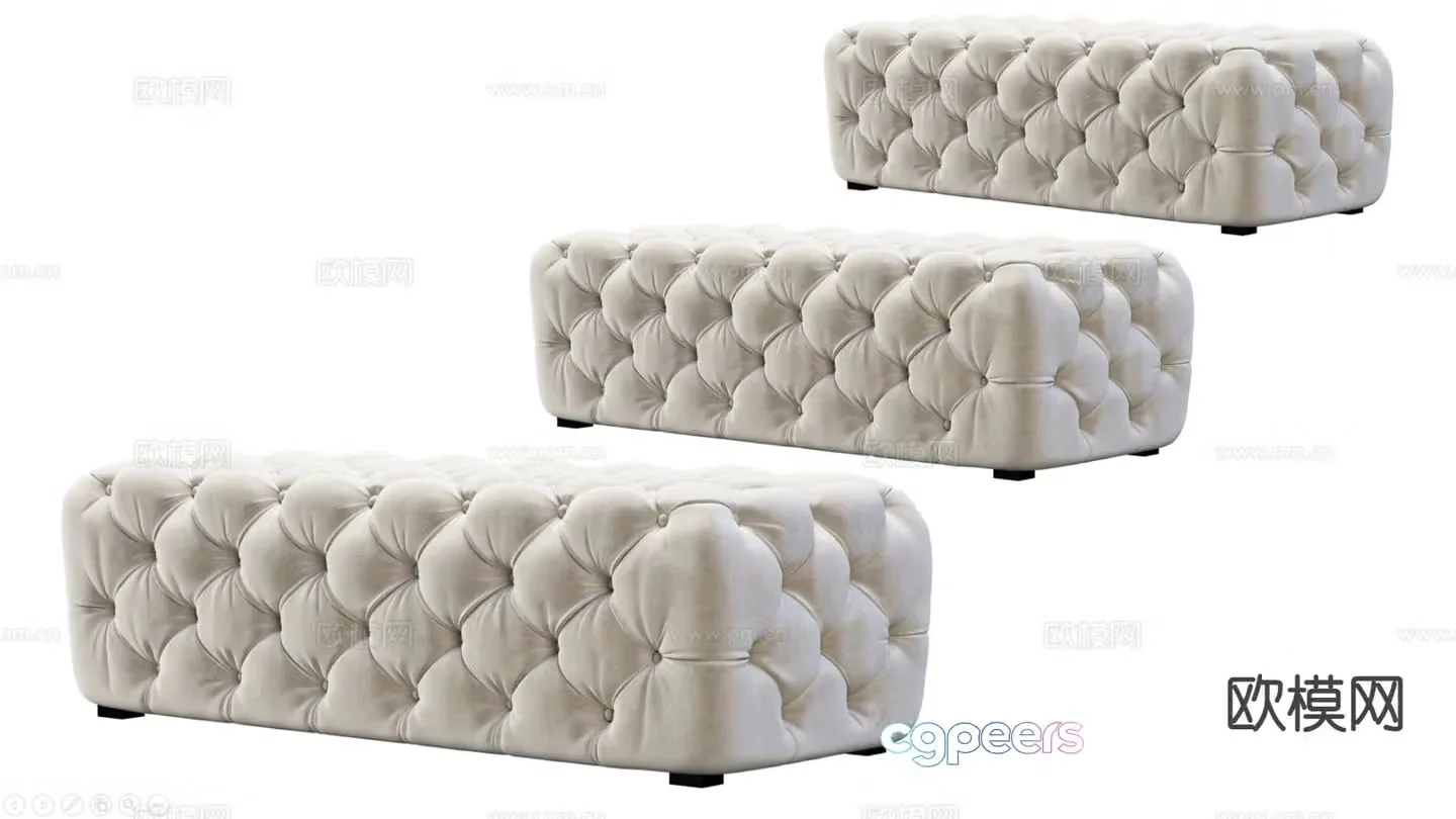 Simple European stool sofa stool bench bed end stool 3d model