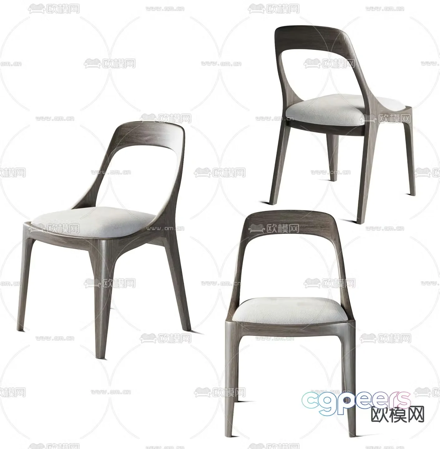 Poliform single chair dining chair 3d model