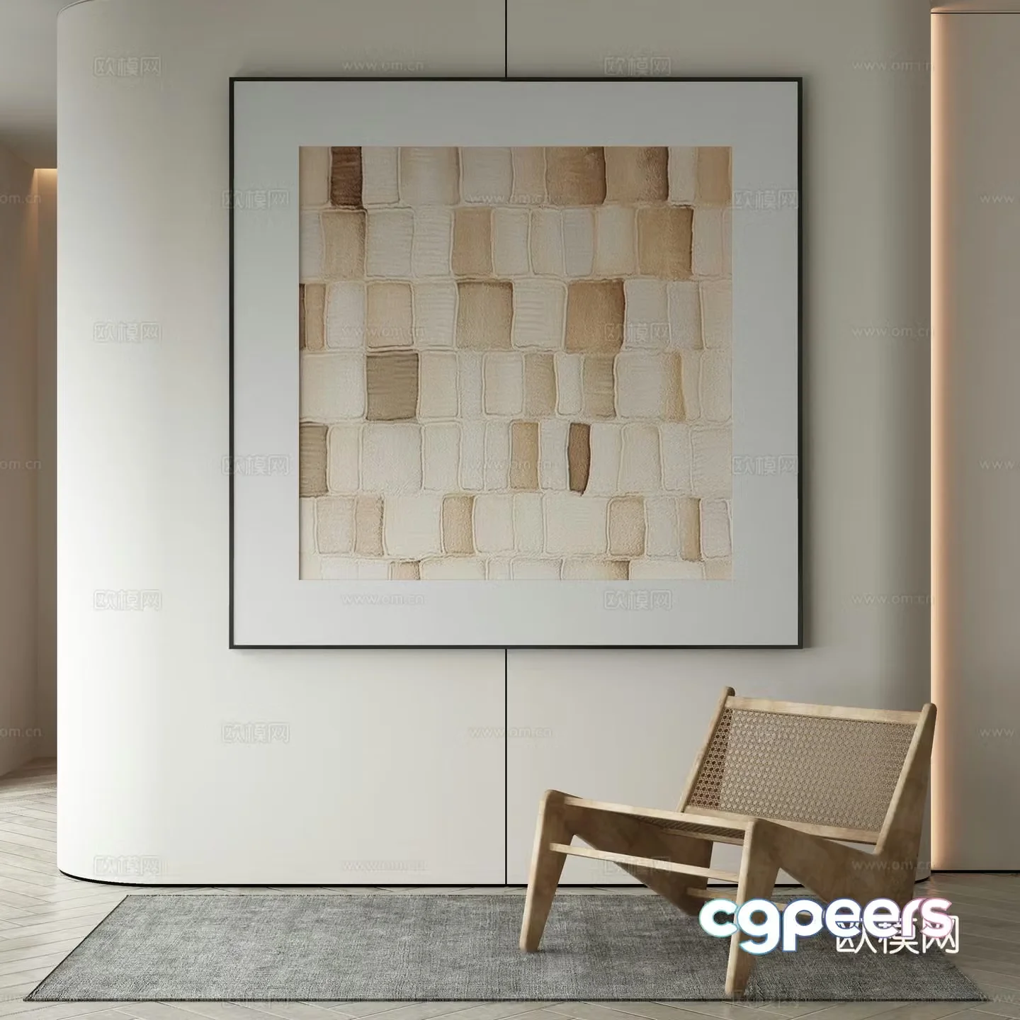 Modern decorative painting texture painting hanging painting 3d model