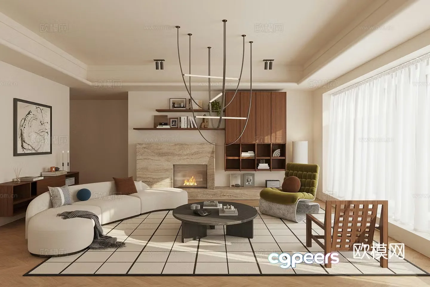 Waviva Home Living Room Small Living Room Sofa Coffee Table Combination 3D Model