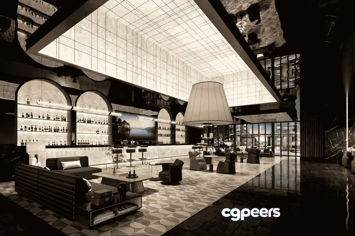 Modern Lounge Area 3D Model – 10957 – VRAY Render