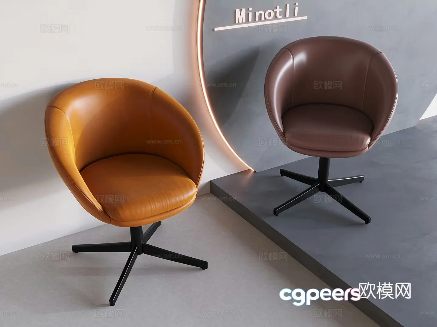 Italian single rotating sofa Nordic lazy sofa chair 3d model