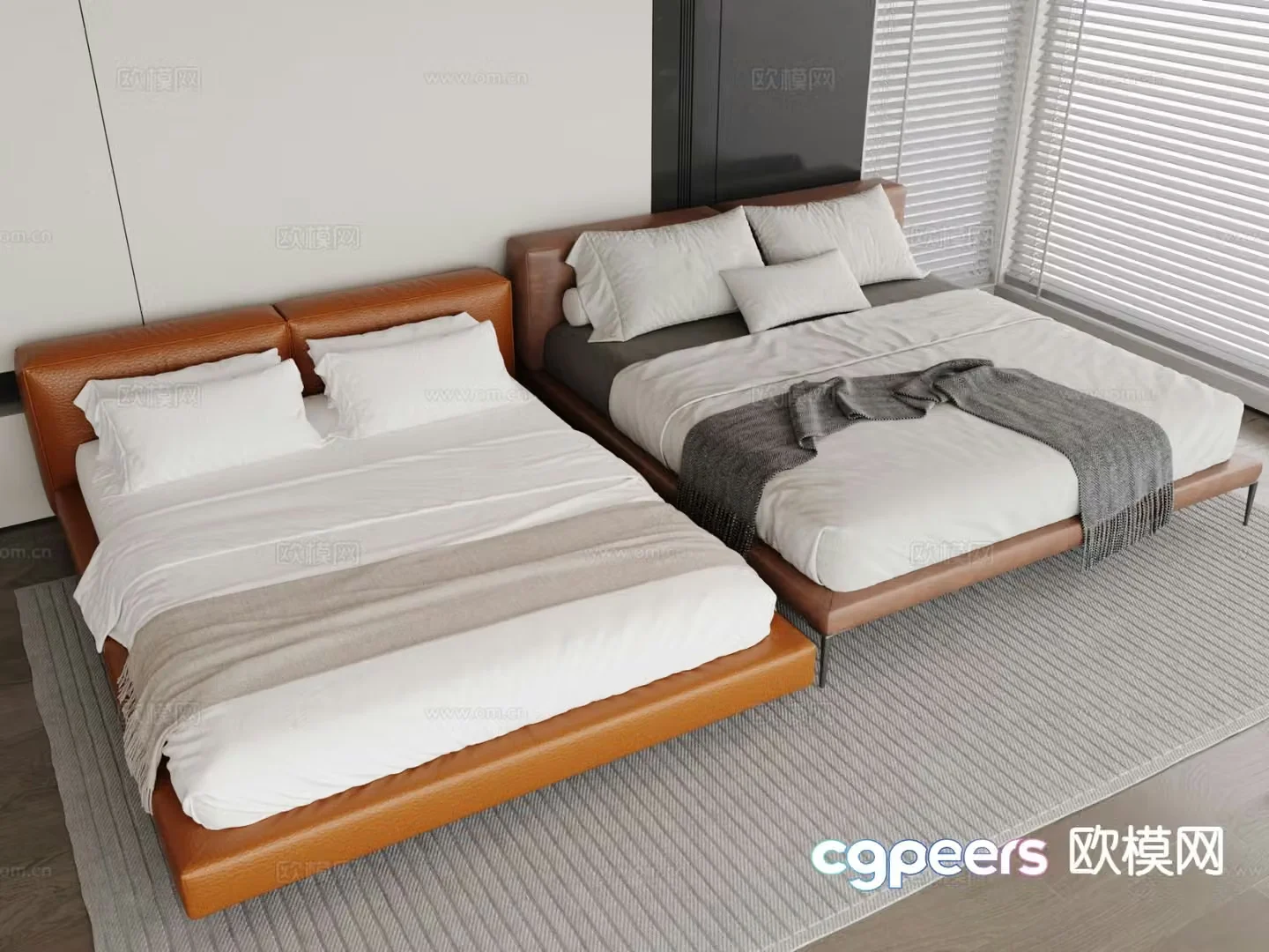 Modern double bed 3d model