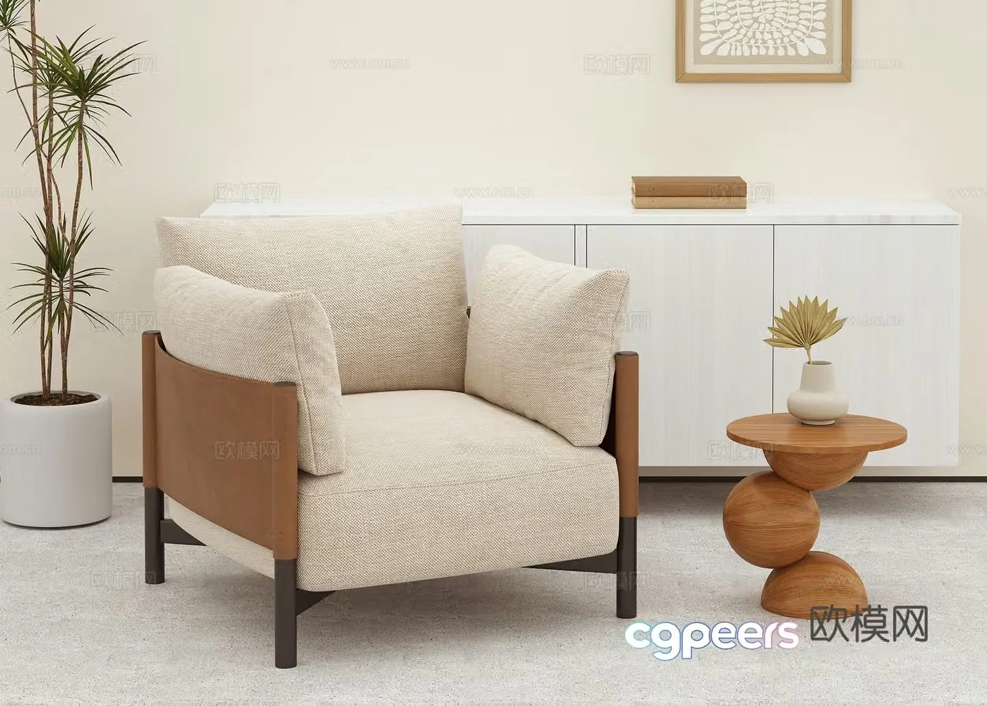 Modern sofa Single sofa Casual sofa Carpet Side corner 3D model