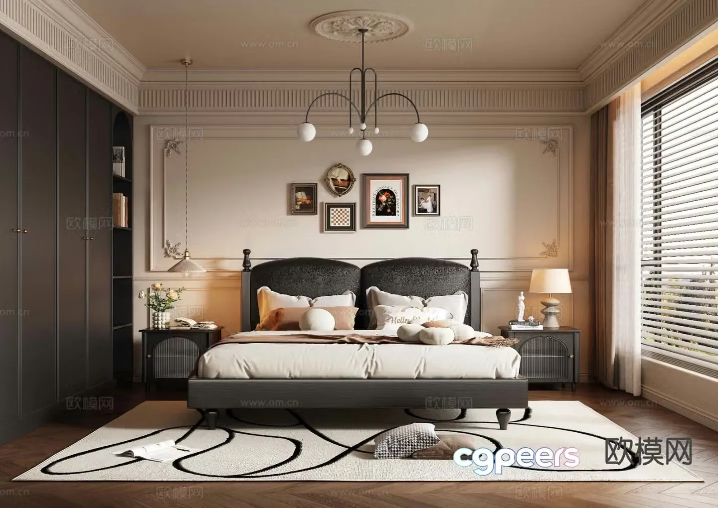 French retro bedroom master bedroom 3d model
