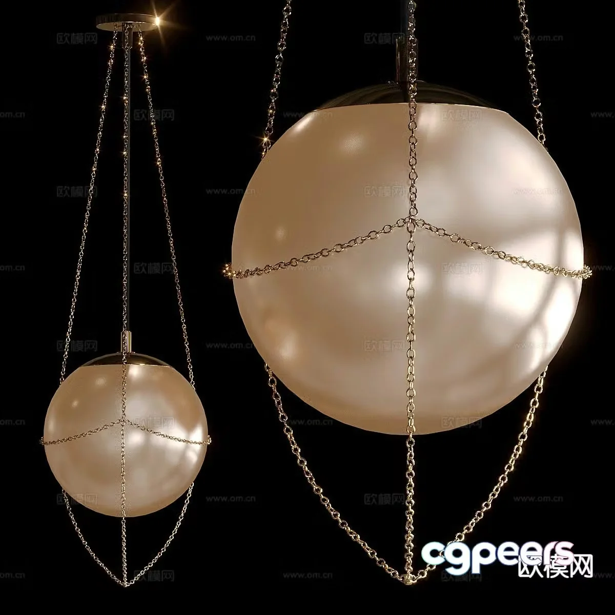 Light luxury spherical chandelier 3D model