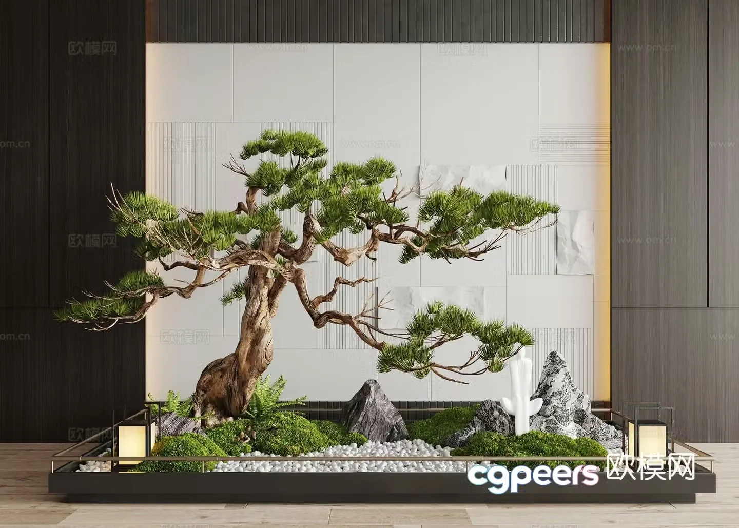 Modern interior landscape landscaping moss landscape landscape sketch welcome pine 3d model