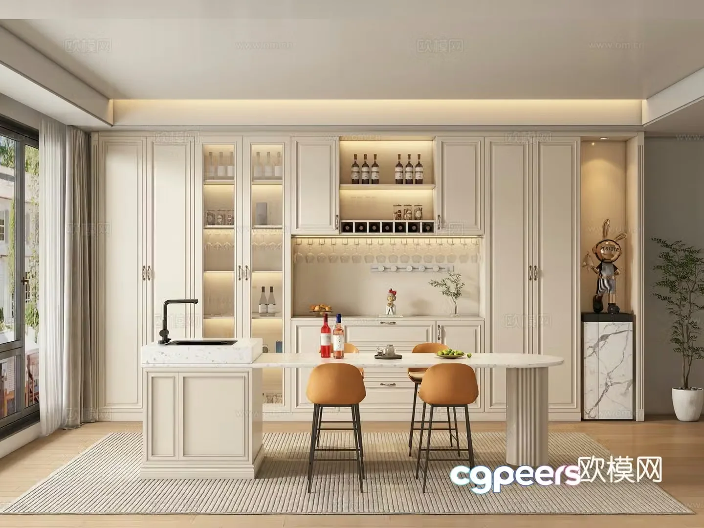 Modern island restaurant 3d model