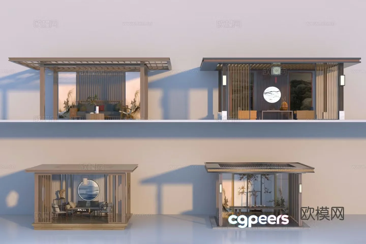 New Chinese landscape pavilion combination 3D model