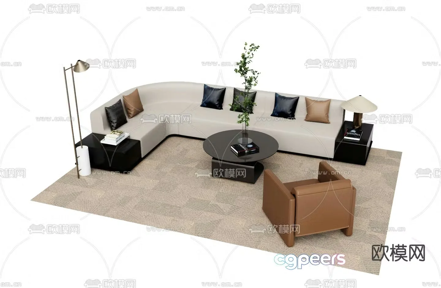 Office sofa modular sofa 3d model
