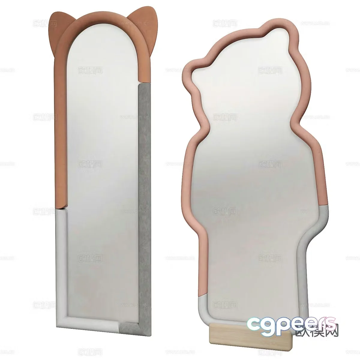Modern cream style children’s decorative mirror 3d model
