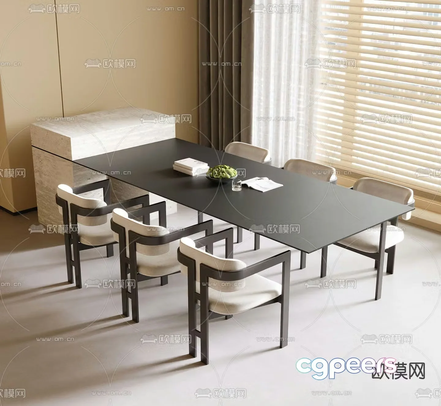 3D model of Nakadao dining table and chair