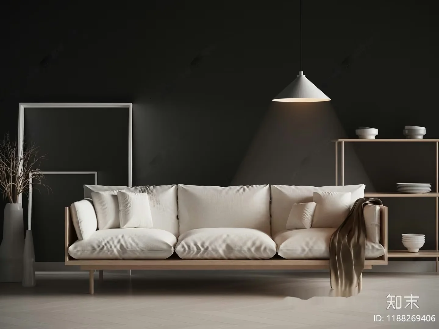 Modern Minimalist Living Room 3D Model – 633 – CORONA Render