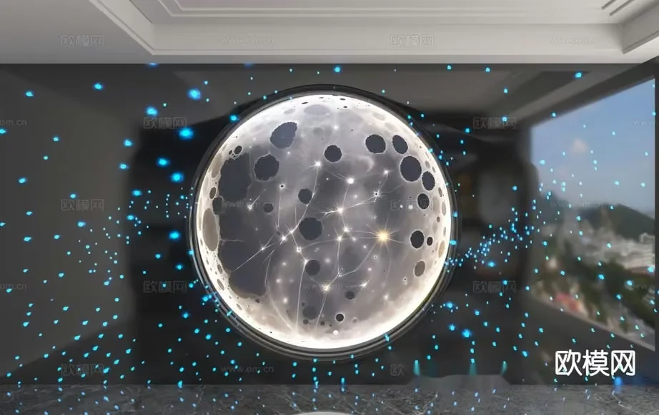 A Moon With A Glowing Center 3D Model – 17955 – VRAY Render