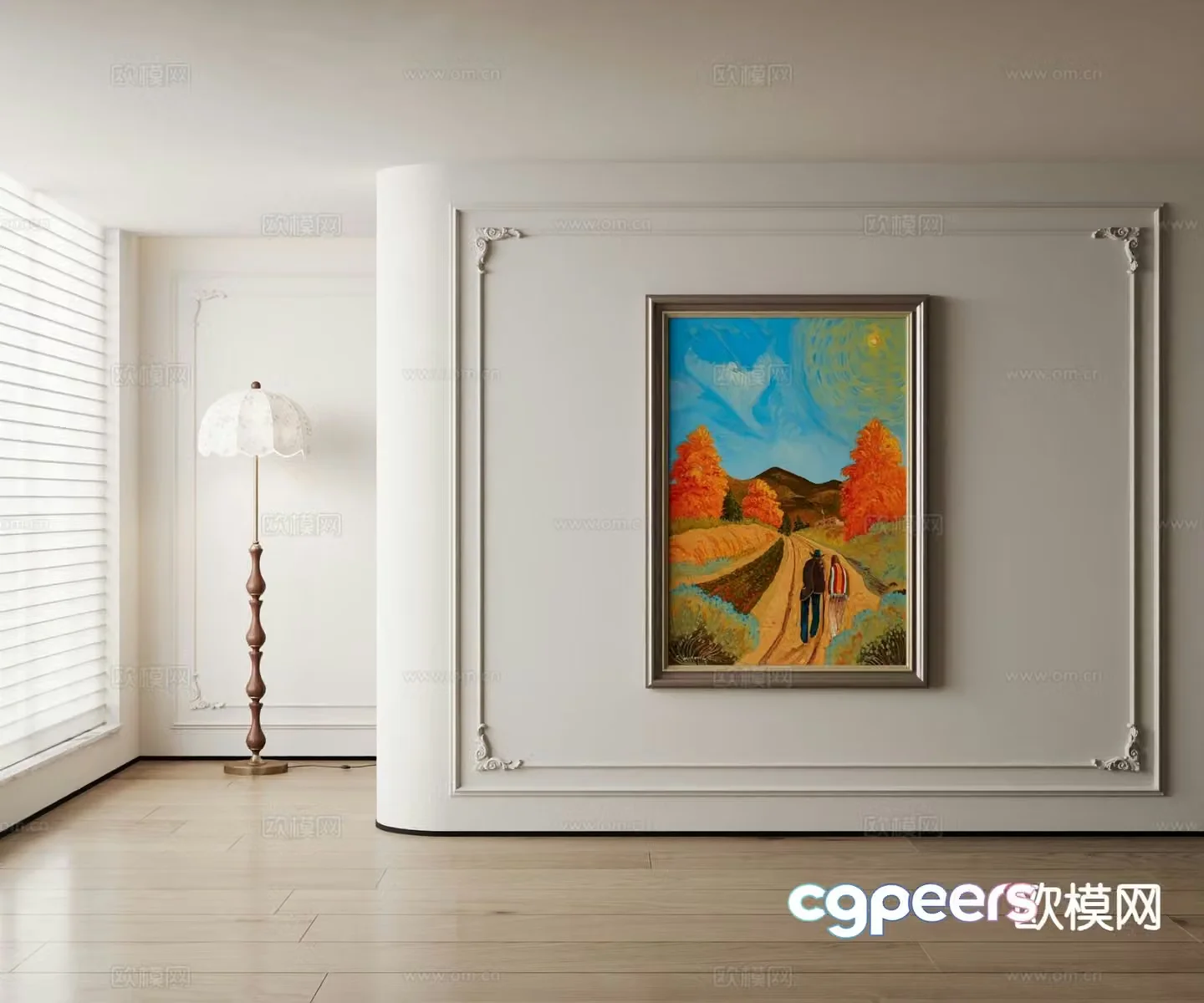 American decorative painting landscape oil painting 3d model