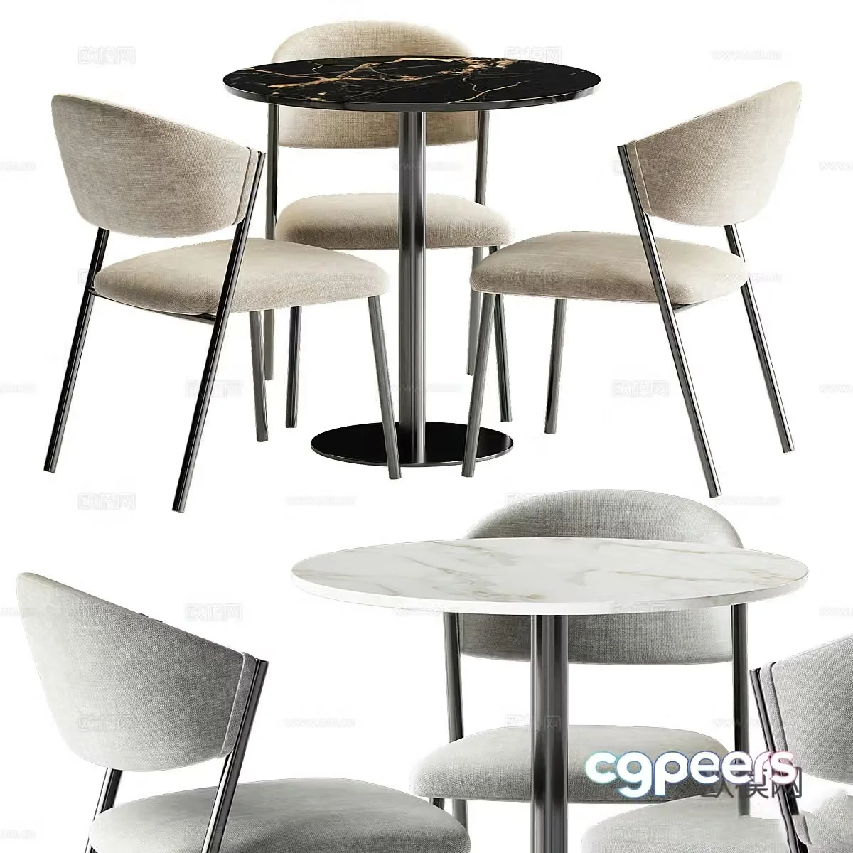 Modern dining table and chair combination 3D model