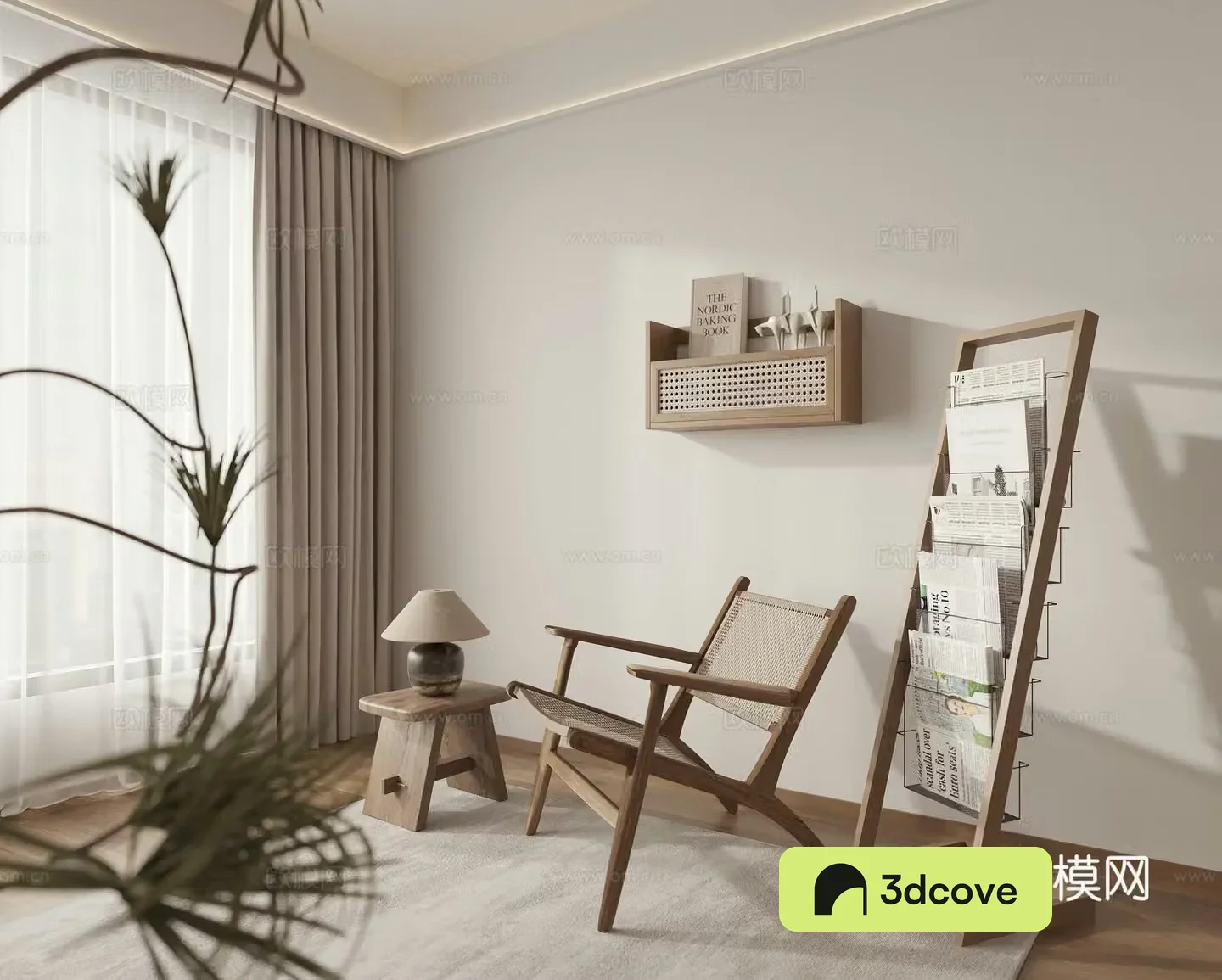 Wasabi Leisure Chair Bookshelf Wall Trim 3D Model