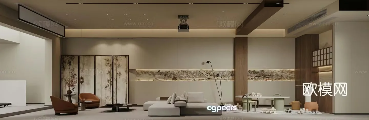 Song style Zen new Chinese style leisure area entertainment area 3d model