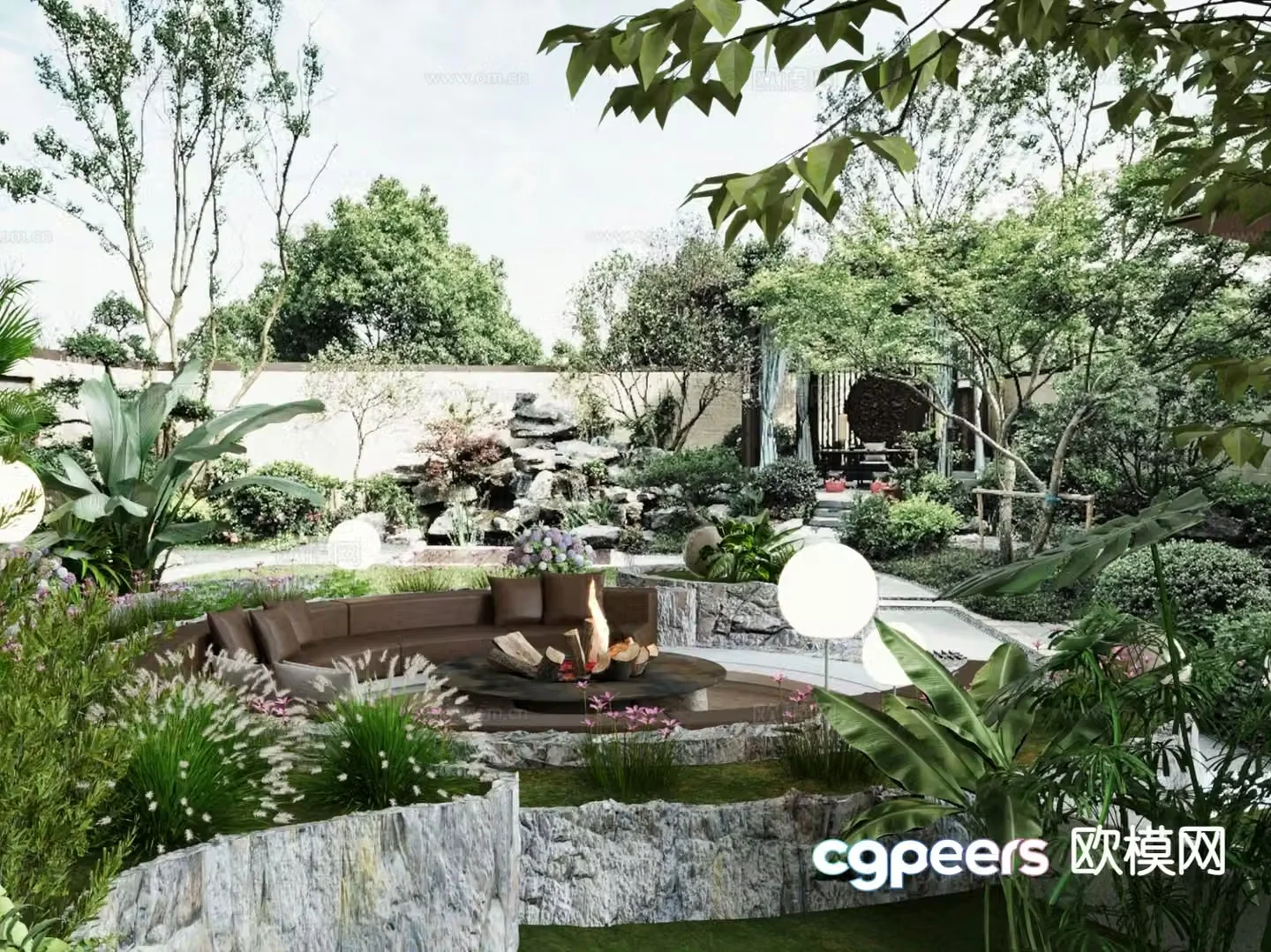 Modern courtyard landscape 3d model