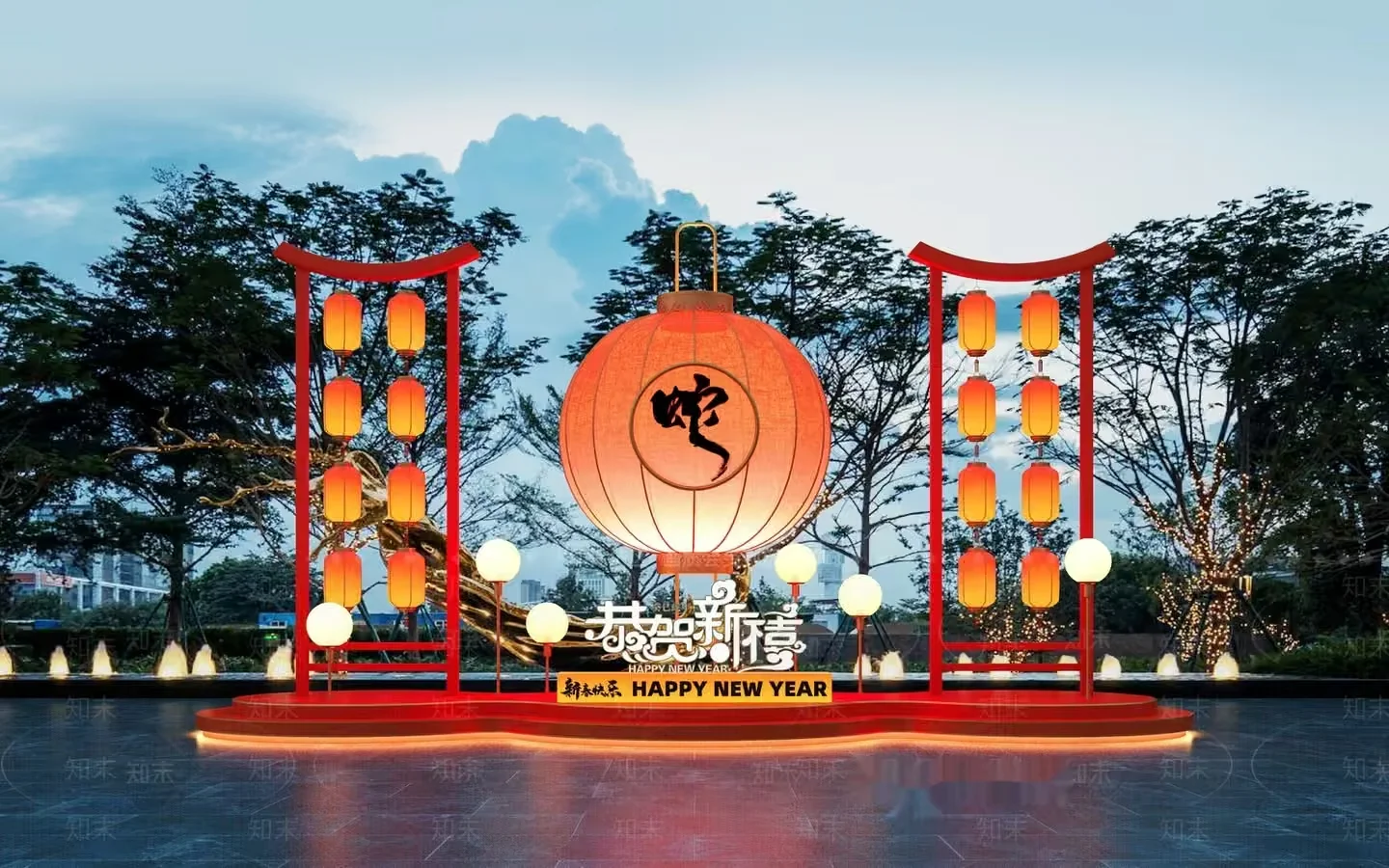 The Main Subject Is A Large Chinese Lantern Display 3D Model – 17717 – VRAY Render