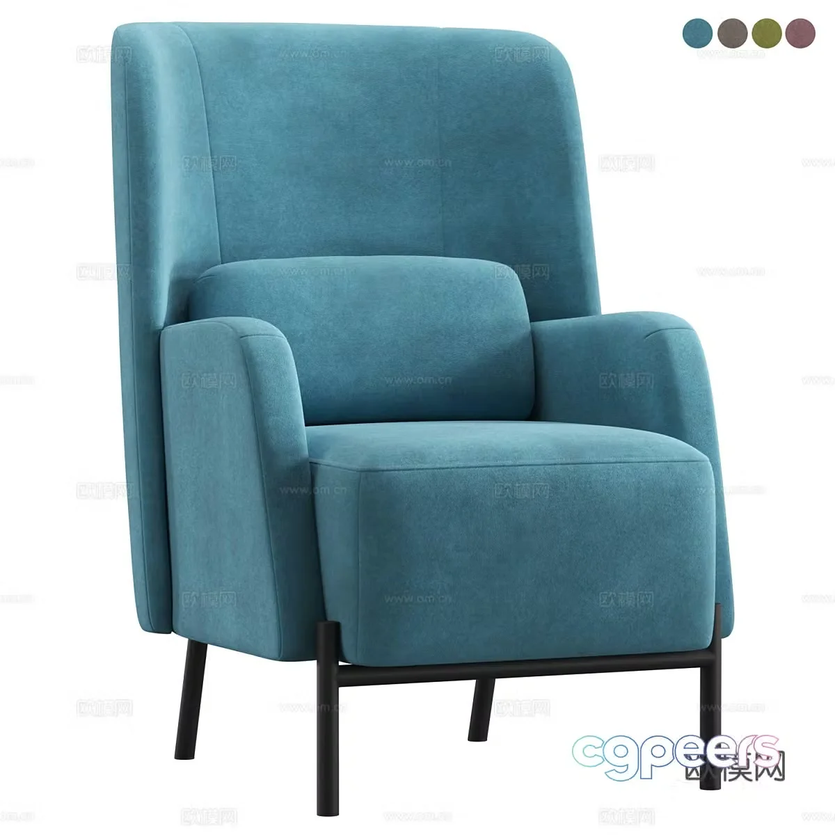 Modern cream style fabric lounge chair 3d model